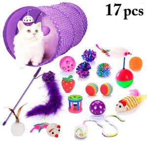 Cat Toys 17pcs Legendog zabawki Różne typy zwiastunowy Tunel Pluszowy kolorowe fałszywe pióro śmieszne