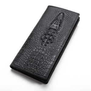 Новая модная кошелька 3D Crocodile Skin Black Dynuine Leather Designer длинные кошельки для Men2189