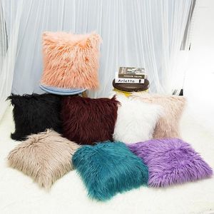 Pillow Artificial Wool Fur Sheepskin Cover Hairy Faux Plain Fluffy Soft Pillowcase Pink White Solid Case Ins Girl Style