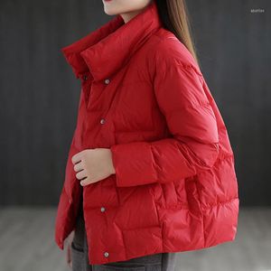 Kvinnor Down 2022 Stand-krage Bomullsjacka Kvinnor Parkas Vinter Löst All-Match tjock varm Parka Padded Short Snow Coat Kvinnlig ytterkläder