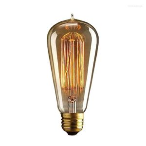 فردية مستقيمة الحرير الرجعية Edison Chandelier Bulb E27 مصدر ضوء المسمار