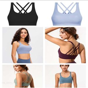 Ny Cross Back Yoga Vest Summer Wear Ladies Sports Fitness Bras samlar vackra rygg underkläder Bra Sport Tank Brassiere med bröstkudden Garging stötsäker