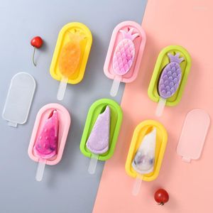 Baking Moulds Fruit Shape Silicone Mold Tool Ice Cream Popsicle Model Tray With Lid DIY Cake Cube Maker Pineapple Watermelon Gift