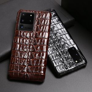 حقيبة جلد البقر الأصلي ل Samsung Galaxy S22 Ultra S21 S20 S10 S9 3D Crocodile Tail Tean