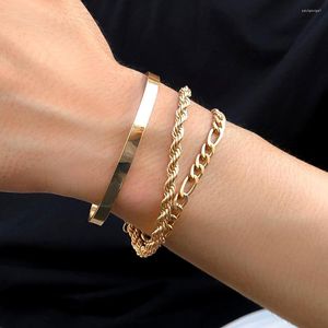Bracelets Charm Ingesight.z 3pcs/Set Vintage Twisted Rope Link Bangles for Women Men Punk Gold Color Cuba Chain Jewelry Jewelry