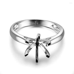 Anelli a grappolo in argento sterling 925 solitario da donna gioielleria raffinata semi-montatura anello di fidanzamento nuziale con impostazione taglio rotondo da 7,75 mm a 9 mm