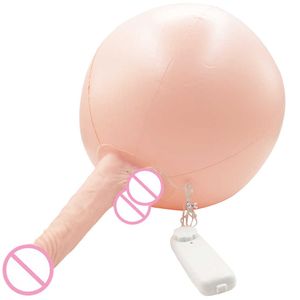 Skönhetsartiklar Camatech Realistic Dildo Strap On Jumping Ball For Female Masturbation Flesh Penis Vibrator Strapless Strapon Uppblåsbar ballong