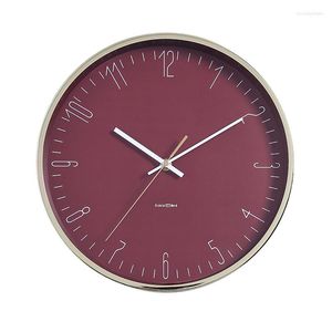 Wall Clocks Digital Metal Clock Modern Design Art Living Room Silent Watches Home Decor Gold Frame Mute Red Decoration