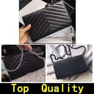 Handväska Högkvalitativ äkta läder Tote Purses Designer Bag Fashion Diagonal Wallet Top 5a Shoulder Bags Metal Chain Women Cross307m