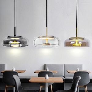 Lampade a sospensione Kobuc Italia Design moderno a forma di ciotola Trasparente/Grigio fumo/Vetro ambra Luce 7W Bar Sala da pranzo Cavo Apparecchio a sospensione