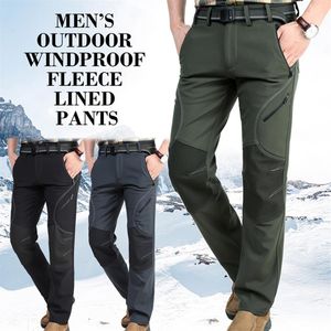 남자 하이킹 팬츠 Softshell Windproof Fleece Lined Pants 야외 스포츠 등반 방수 트레킹 스키 남성 바지 5 Zippen 201k