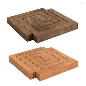 Tapetes de mesa conjuntos de trivet de madeira para montanhas -russas para maconha/pratos/tigela/bule de chá/suportes/suportes de panela resistentes a calor 2 pacote