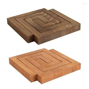 Tovagliette da tavolo Set sottopentola in legno Sottobicchieri tovaglietta per pentole/stoviglie/ciotola/teiera/cuscinetti/presine resistenti al calore, confezione da 2