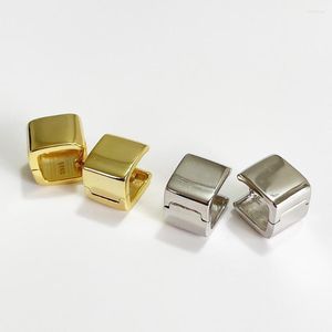 Orecchini a cerchio minimalista in argento sterling 925 quadrato geometrico Huggies placcato oro 18 carati gioielli punk grossi di design