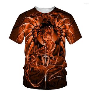 Erkekler Tişörtleri Batı Dragon 3D Baskı Erkekler T-Shirt 2022 Yaz O boyun kısa kollu tees üstleri stil erkek kıyafetleri moda gündelik tişörtler
