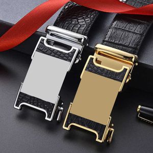 New H Automatic Buckle Alligator Belly Pattern Men Belt Business Suit Mens Fashion Brand Leather Belts Top Selling