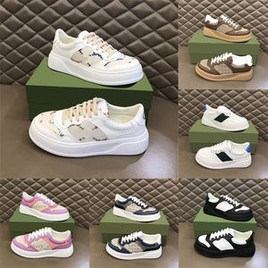 Designer präglade fritidsskor Chunky B Sneakers Dam snörning Jacquard Canvas Sko Retro Läder Platform Sneaker Flerfärgade Broderiträningsskor