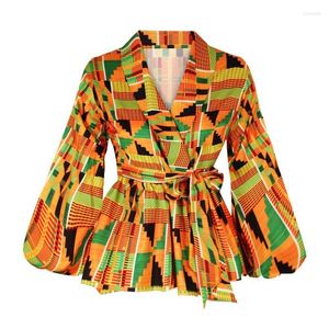 Abbigliamento etnico Camicia sexy con maniche a lanterna con scollo a V Abiti africani da donna 2022 Abiti da festa con stampa Dashiki moda per