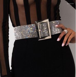 Belts Luxury Bling Women Crystal Chain Rhinestone Bride Wide Female Waist Wedding PU Leather Belt Accessories