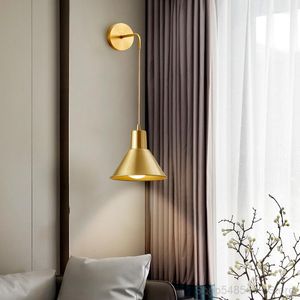 Wall Lamps Nordic Brass Lamp Modern Led Bedroom Bedside Aisle Corridor Living Room Background Decor Light Fixtures