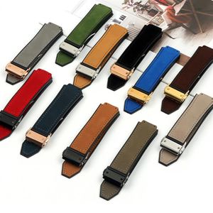 Band Watch Bracelet For HUBLOT BIG BANG CLASSIC FUSION Matte Leather Deployant Clasp Strap Accessories Belt Chain2376