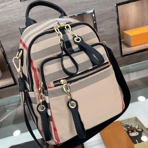 Backpack Women Shoulder Bags Handbag Purse Tote Fashion Classic Stripe Canvas Plaid Zipper Patchwork Color High Quality Artwork La179h