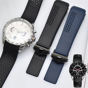 Watch Band For TAG HEUER CARRERA Curved End Waterproof Strap Accessories TPU Silicone Rubber Bracelet Chain2704
