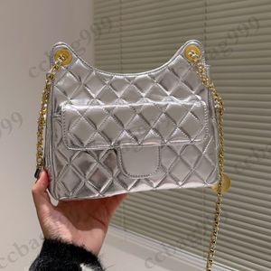 23 wczesna wiosna monety hobo pikowane torby jambskina Duża torebka torebki klasyczne diamentowe pikowane metalowe łańcuch crossbody Portfelki na ramię 22x16 cm