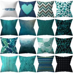 Подушка декоративные зеленые броски Teal Blue Geametry Geometric Case Nordic Home Decor Dofa Diving Room Polyes