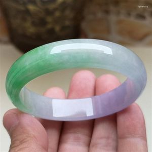 Bangle Send Certificate Grade A Burma Jade Women Fine Jewelry Purple Green Jadeite Myanmar Certified Jades Stone Bracelet