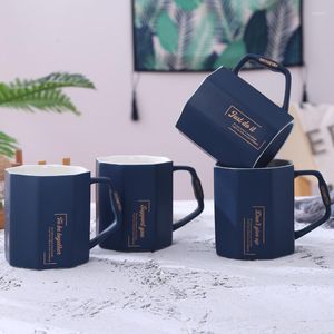 Muggar Ceramic Cup Nordic Style Diamond Mug Creative English Water Office Coffee Business Gift 300ml