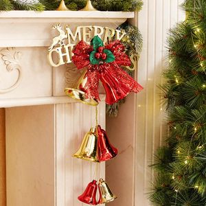 Party Supplies Christmas Metal Jingle Bell med Bowknot Rope Pendant For Tree Ornament Decoration Fashion Accessories