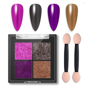 Nagel glitter modeloens 4Colors Aurora Solid Mirror Powder Effect Rose Gold Champange UV Gel Polish Chrome Damm