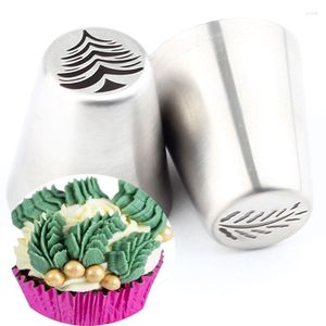 Bakningsverktyg 2st Piping Icing Christmas Tree Russian Tips Pastry Nozles Confectionery Cake Cupcake Cookie Decoration