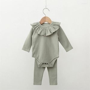 衣類セット幼児の女の赤ちゃんの服セット2022スプリングポルカロンパーパンツビブ3pcsパジャマスーツボーンコットンチルドレンズ