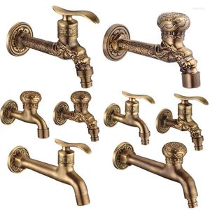 Bathroom Sink Faucets Antique Wall Mount Bibcock Carved Outdoor Garden Taps Washing Machine Mop Luxury WC Faucet