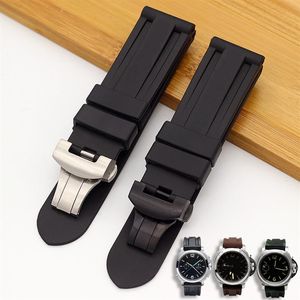 Watch Band For Panerai PAM 111 441 TPU Rubber Silicone 22 24mm Strap Accessories Folding Clasp Bracelet Chain234s