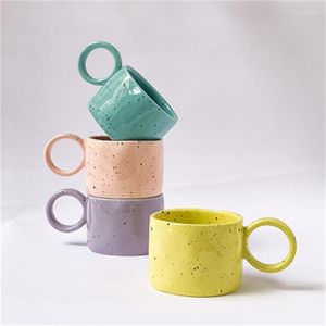 Muggar färg mugg stänk av bläck keramisk frukost kopp personlig rund handtag kaffemjölkkontor dryck gåva