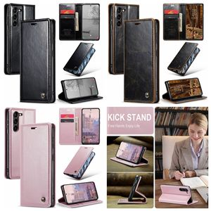 S24 Caseme Business Pu Leather Wallet Wallet for Samsung S23 Plus Ultra A14 5G A34 A54 A24 4G Closure تمتص الرجال