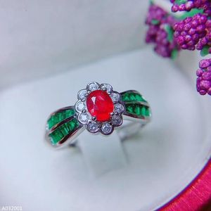 Cluster Rings KJJEAXCMY Boutique Jewelry 925 Natural Ruby Inlaid Women's Ring In Sterling Silver