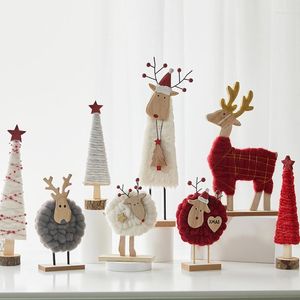 Christmas Decorations Santa Claus Nordic Wooden Wool Felt Ornament Elk Tree Desktop Decoration