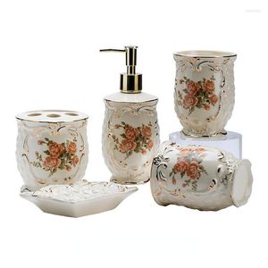 Bath Accessory Set Ceramic Bathroom Supplies 5 Piece European Mouthwash Cup Tooth Brushing Decor Accessories