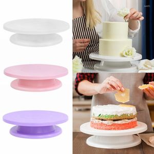 Bakningsverktyg 28 cm Cake Turntable Stand Decoration DIY Mögel Roterande stabil anti-slip Rundt konditorivitkök 8Z