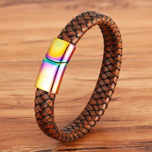 Charm Bracelets TYO Vintage Simple Design Braid Leather Men Stainless Steel Colorful Magnet Clasp Bangles Jewelry Drop