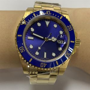 40mm herr Automatic 116610 Black Blue Green Dail Watches 18k Gold Clasp Ceramic Bezel Rostfritt st￥l Sub Luxury Watch298G