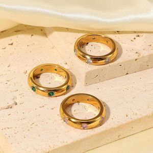 Anéis de casamento Jóias femininas Jóias de aço inoxidável Casal branco/ rosa/ verde Presente de engajamento de cristal de zircão