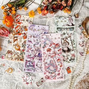 Geschenkpapier 2 teile/beutel Vintage Schöne Tier Mädchen Gestanzte PET Aufkleber DIY Für Scrapbooking PO Journal Telefon Fall Label