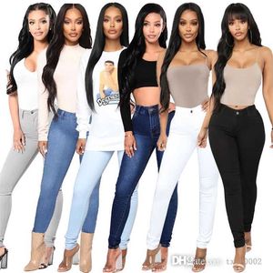 S-3XL Plus Women Pants One Button Spodni Kobiety Leggings Slim High Elastic Dżinsy Pants