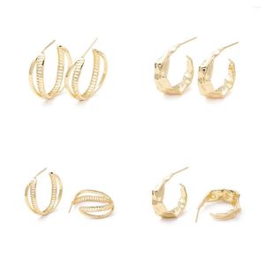 Hoop Earrings Kissitty 5 Pairs Gold Color Plated Hollow C-shape Half For Women Brass Open Jewelry Findings Gift