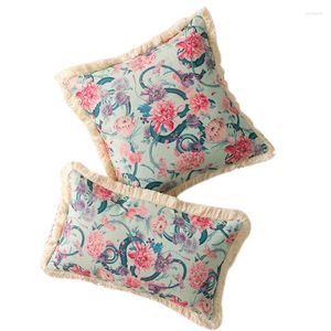Oreiller décor à la maison taie d'oreiller avec gland rose couverture florale étui décoratif Style ferme canapé chaise